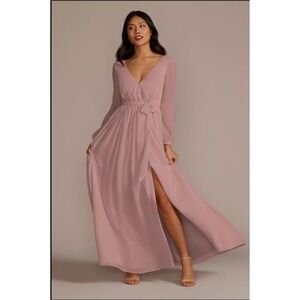 DB‎ Studio Pink Long Sleeve Chiffon Bridesmaid Dress